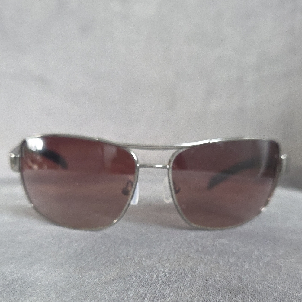 Prada Vintage Silver Frame Sunglasses with Brown Gradient Lenses